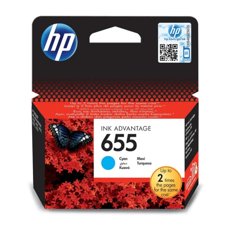 HP 655 CYAN ~600pp INK ADVANTAGE