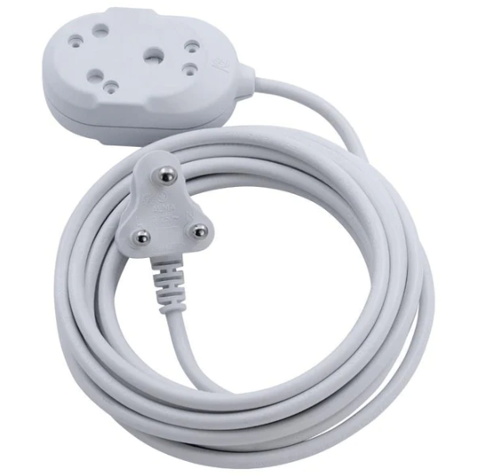 Switched Basics 5m Heavy Duty BTB Extention Cable 2 x 16A Socket - White